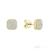 Pave Cushion Diamond Stud Earrings