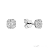 Pave Cushion Diamond Stud Earrings