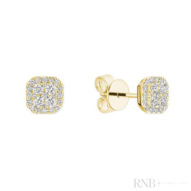 Pave Cushion Diamond Stud Earrings
