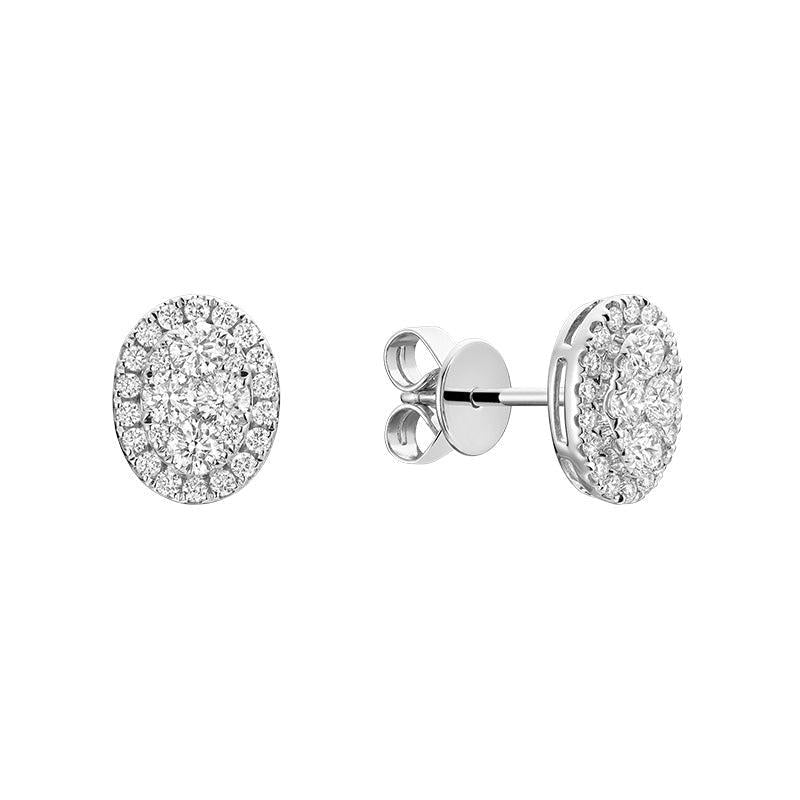 Pave Oval Diamond Stud Earrings