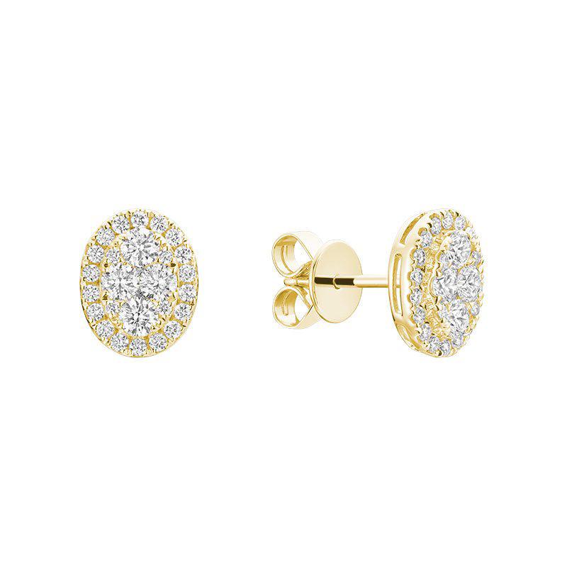 Pave Oval Diamond Stud Earrings