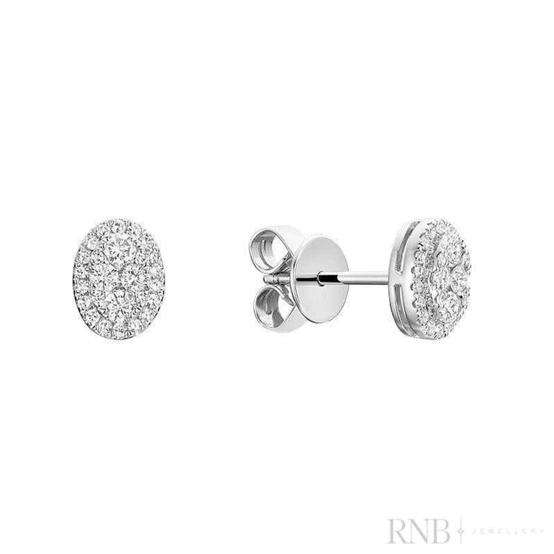 Pave Oval Diamond Stud Earrings