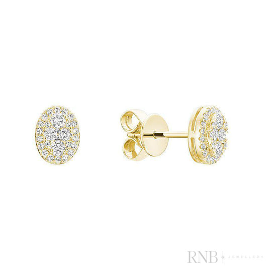 Pave Oval Diamond Stud Earrings