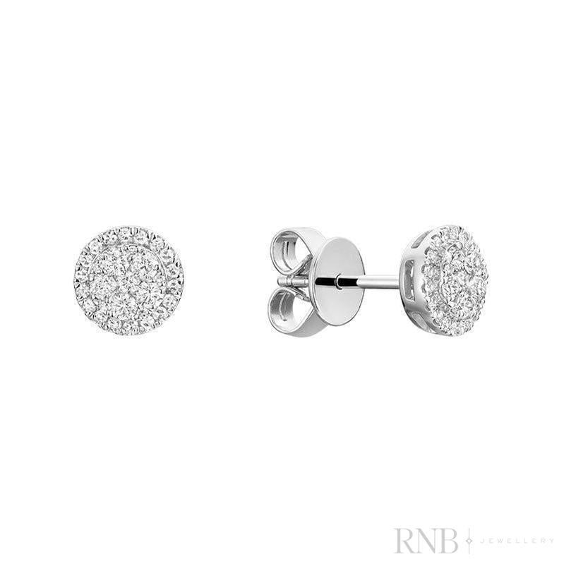 Pave Circle Diamond Stud Earrings