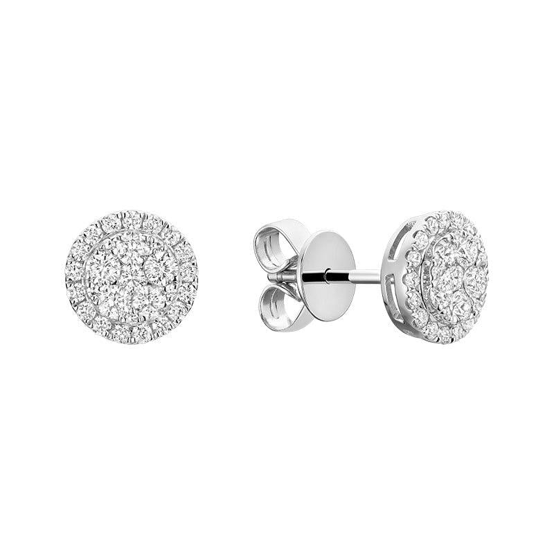 Pave Circle Diamond Stud Earrings