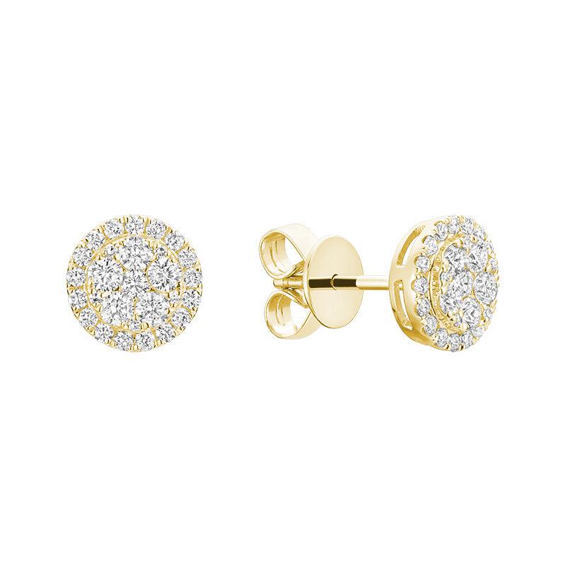 Pave Circle Diamond Stud Earrings
