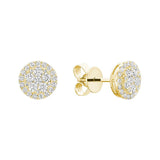 Pave Circle Diamond Stud Earrings