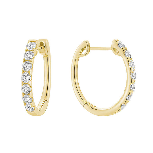Medium Oval Diamond Huggie Earrings