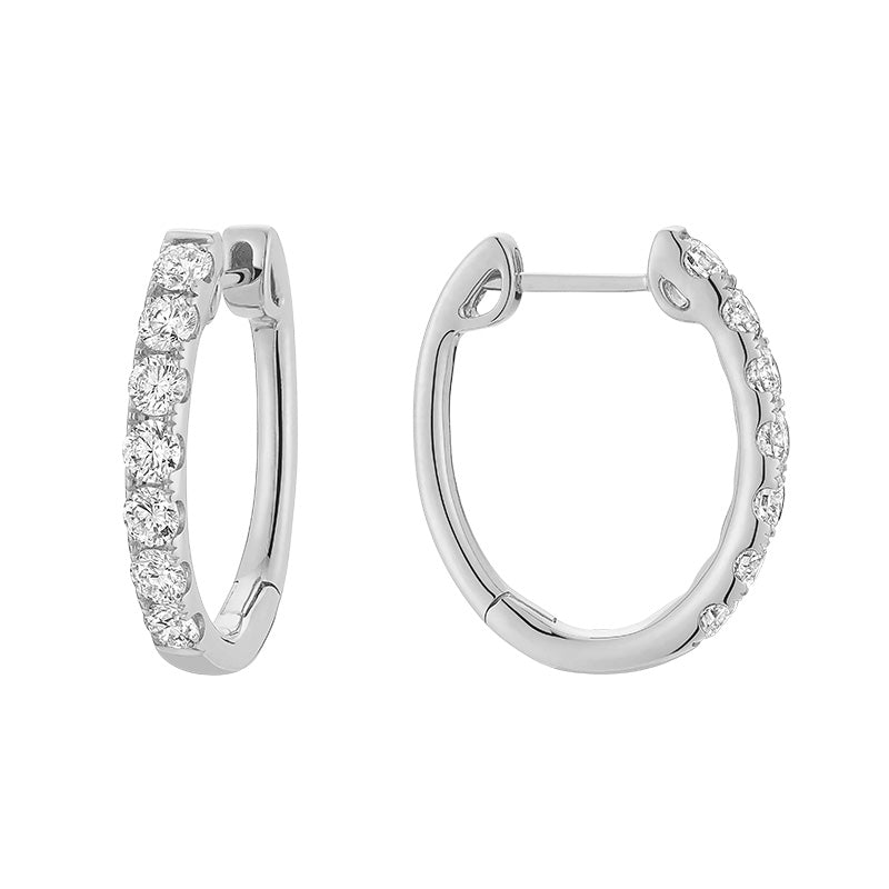 Medium Oval Diamond Huggie Earrings