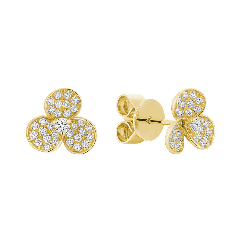 Three Leaf Clover Diamond Stud Earrings