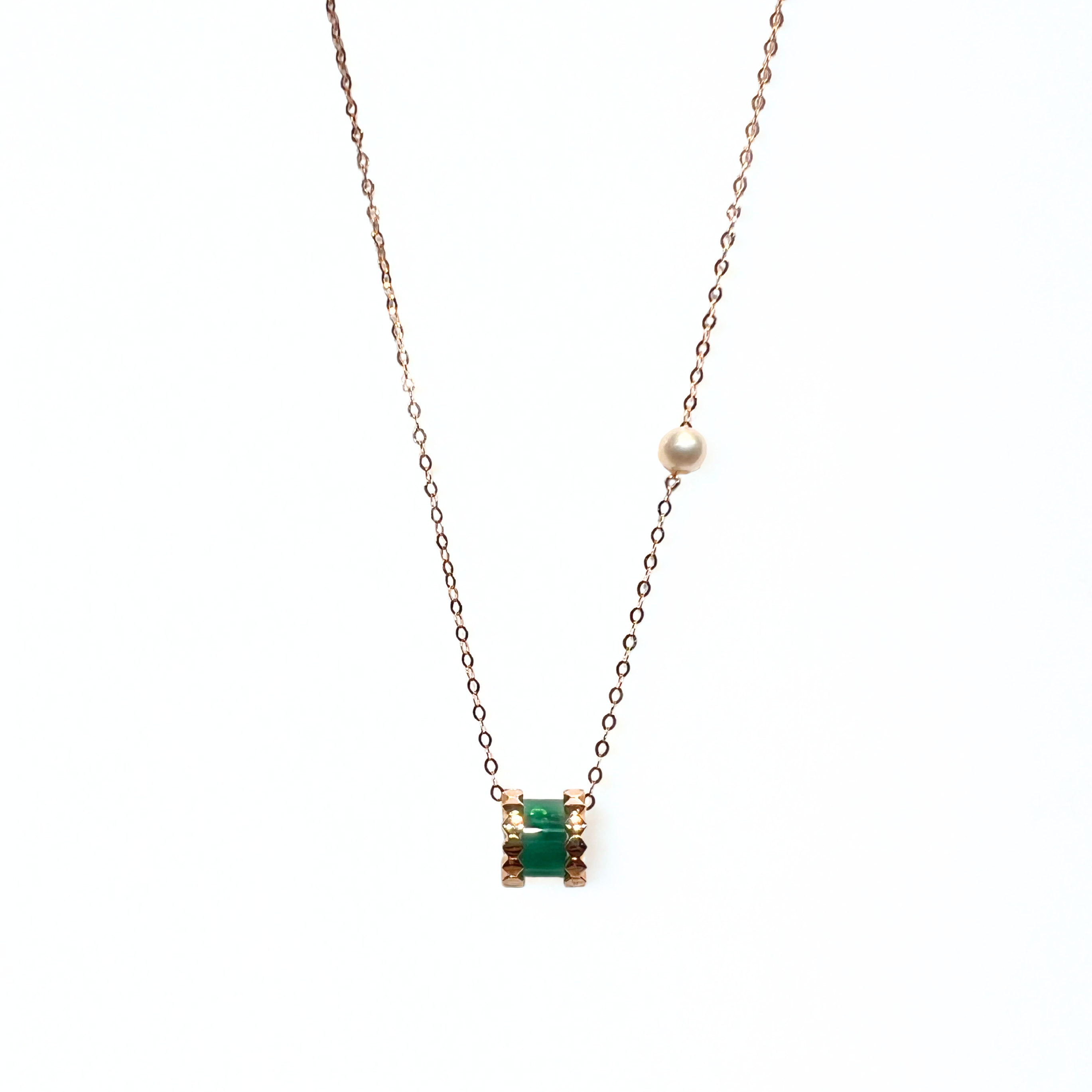 Rose Gold Green Agate Necklace