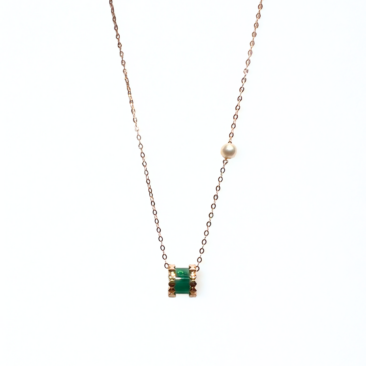 Rose Gold Green Agate Necklace