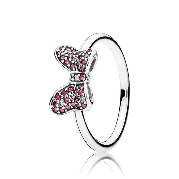 PANDORA Disney Minnie's Sparkling SS Bow Ring with Red CZ - 190956CZR (Retired)