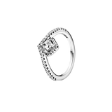 PANDORA SS Square Sparkle Wishbone Ring with CZ - 198420C01 (Retired)