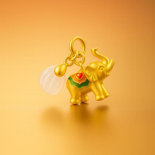 24k Gold Hetian Jade Charm