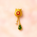 24k Gold Hetian Jade Charm