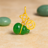 24k Gold Hetian Jade Calabash Charm