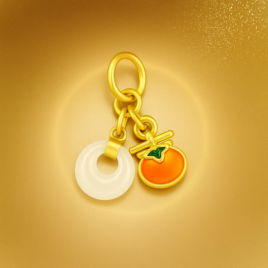 24k Gold Hetian Jade Tangerine Charm