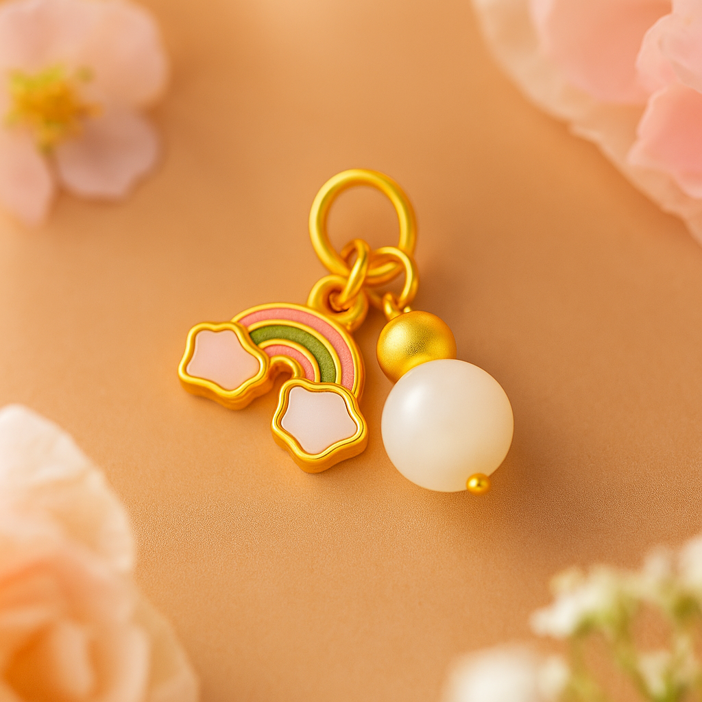 24k Gold Hetian Jade Charm