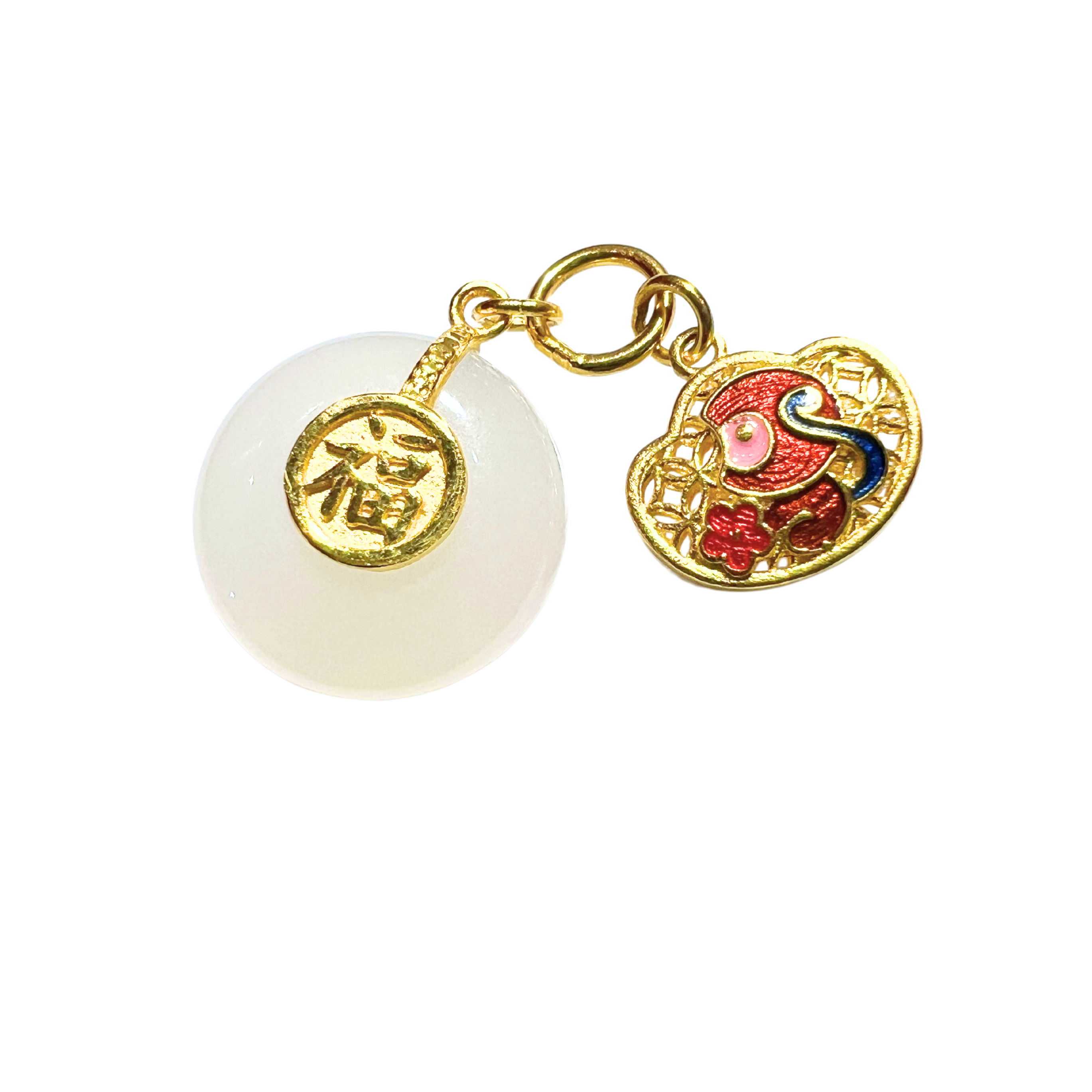 24K Chinese Zodiac Hetian Jade Gold Charm (Monkey)