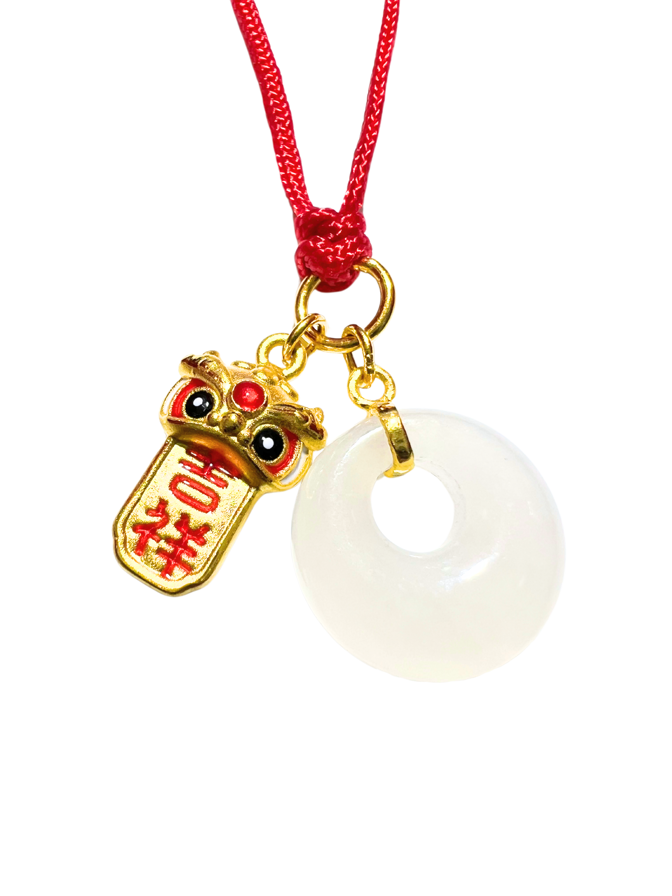 24K Hetian Jade Necklace (Lion Dance)