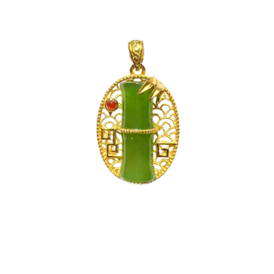 24K Hetian Jade Pendant (Bamboo)