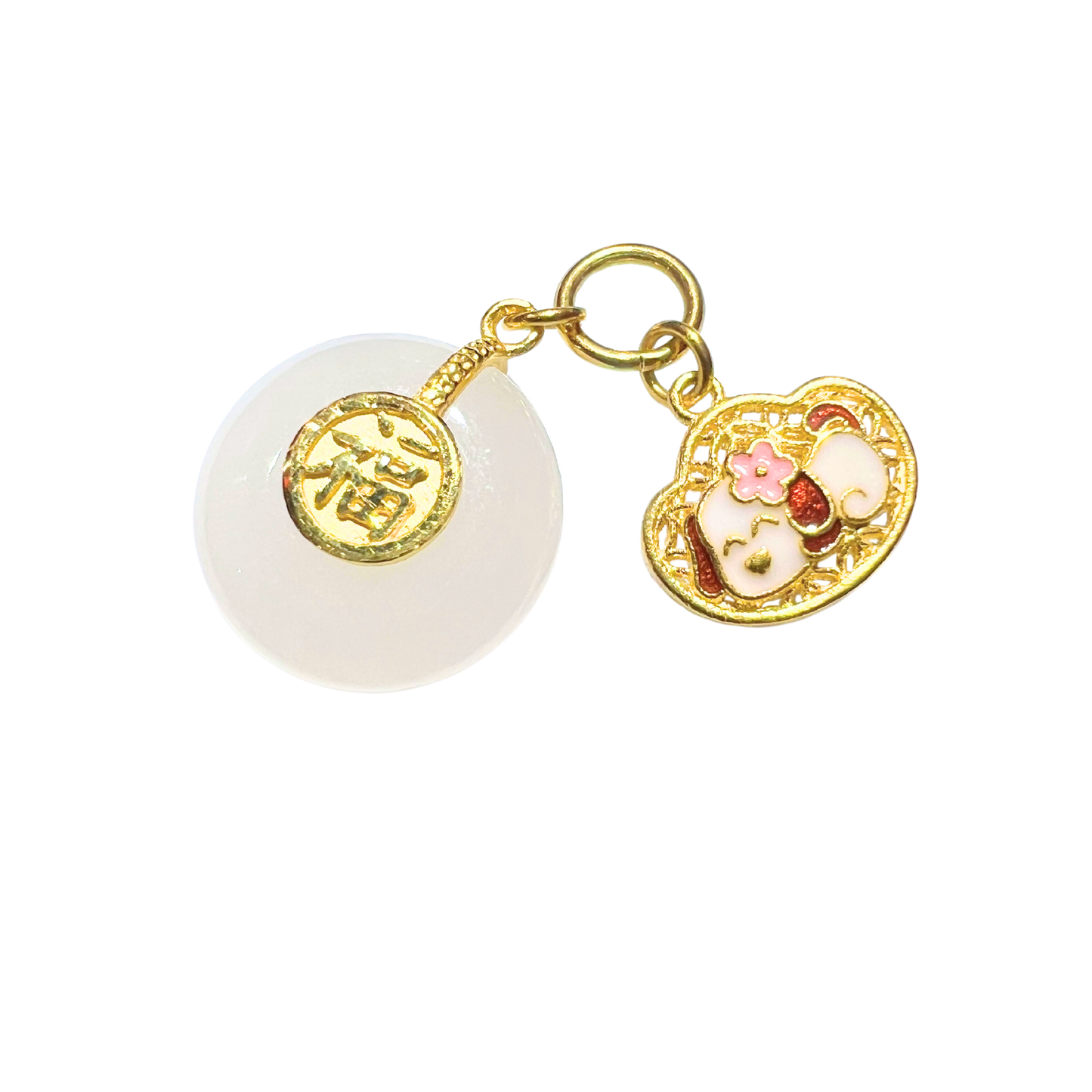 24K Chinese Zodiac Hetian Jade Gold Charm (Dog)