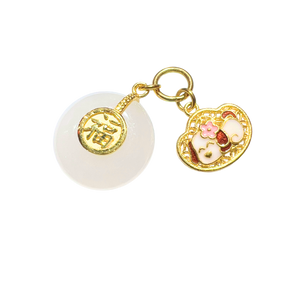 Chinese Zodiac Hetian Jade Gold Charm (Dog)