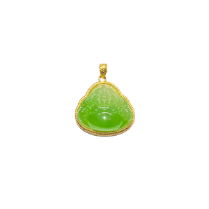 24K Hetian Jade Pendant (Laughing Buddha)