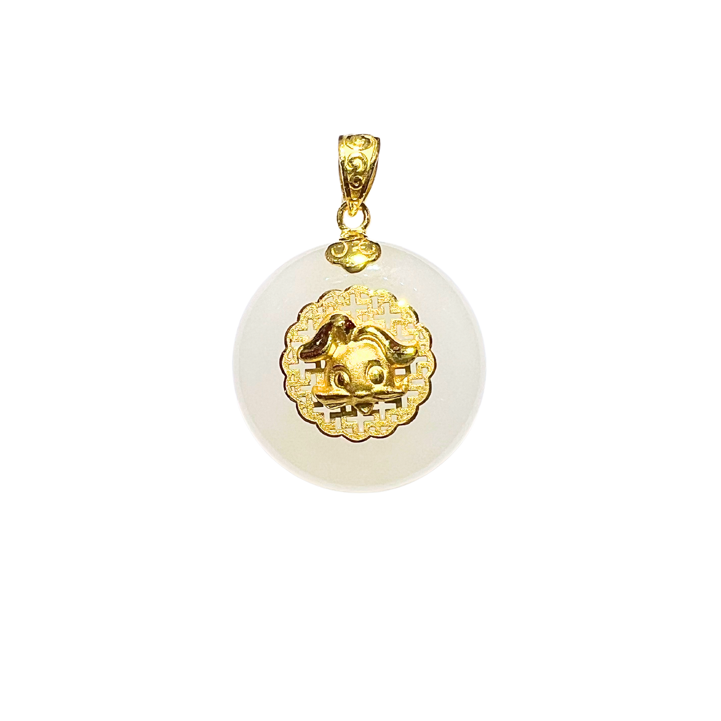 24K Hetian Jade Zodiac Pendant (Rabbit)