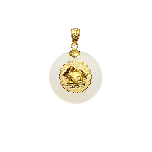24K Hetian Jade Zodiac Pendant (Rabbit)