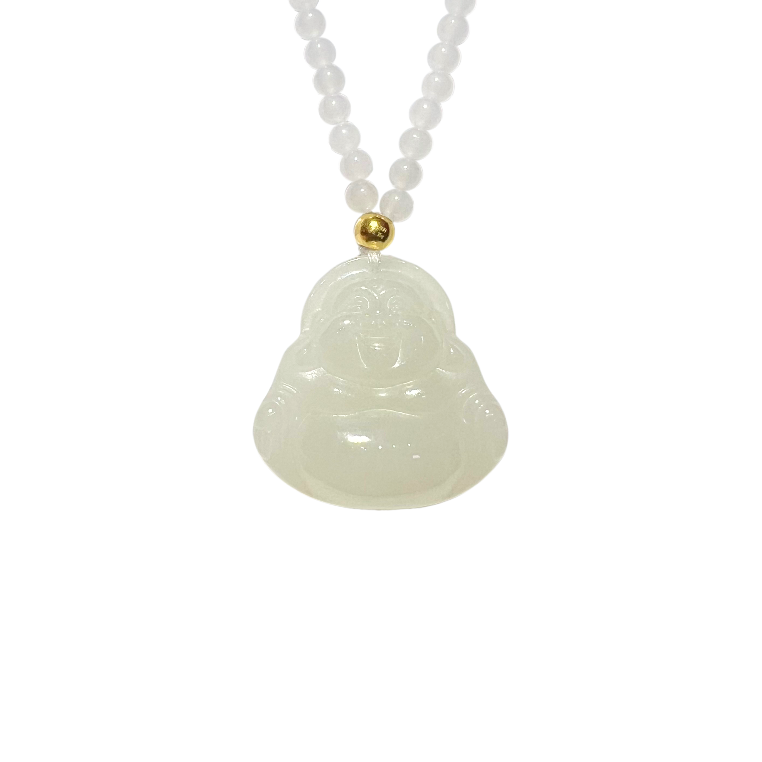 24K Hetian Jade Necklace (Laughing Buddha)