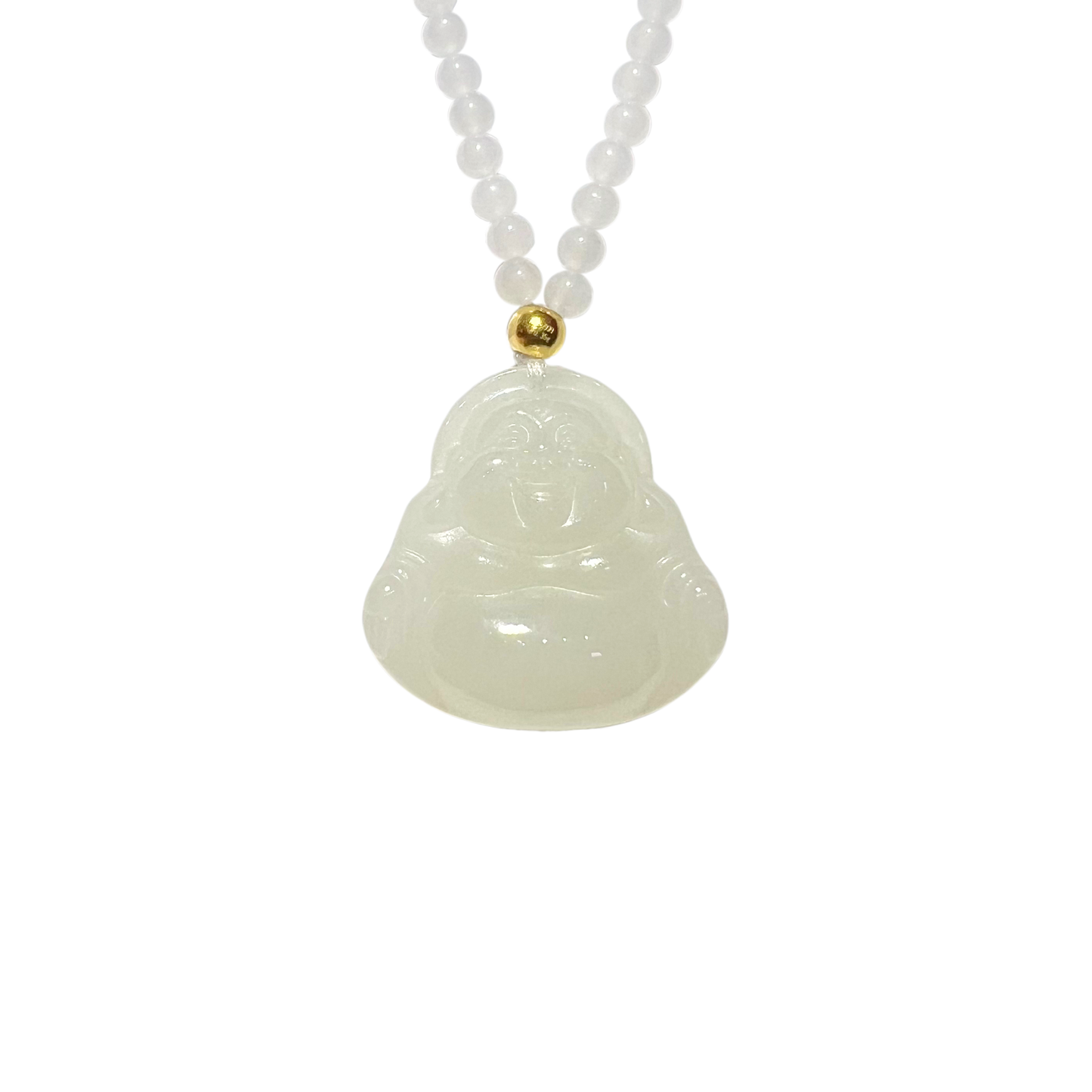24K Hetian Jade Necklace (Laughing Buddha)