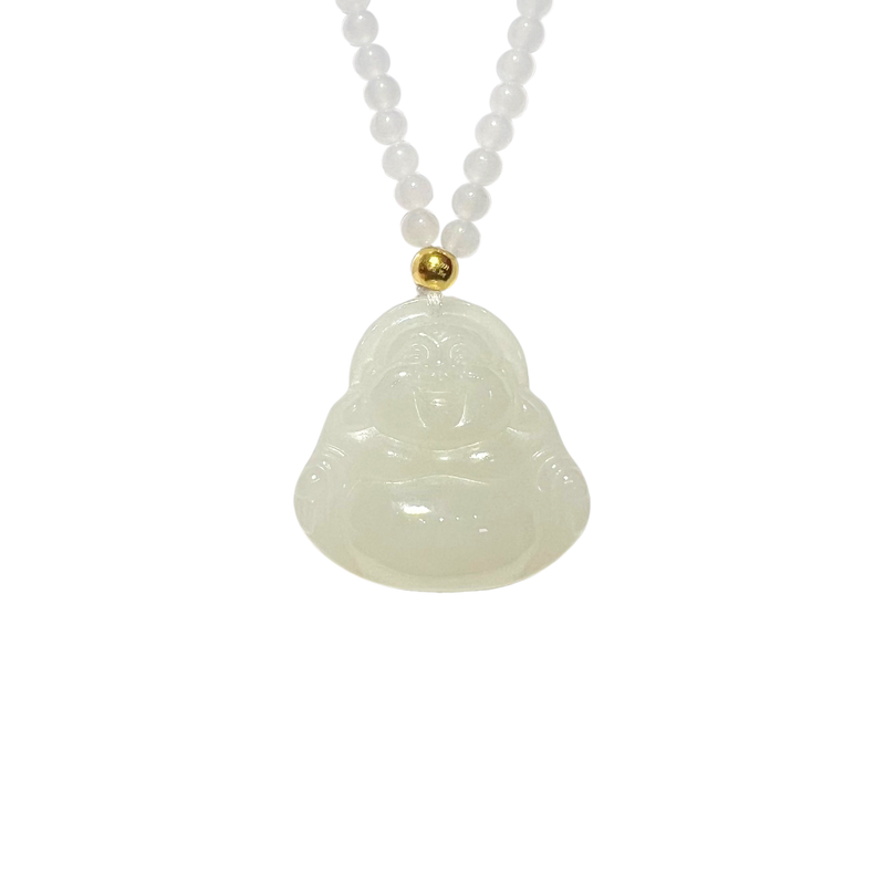 24K Hetian Jade Necklace (Laughing Buddha)