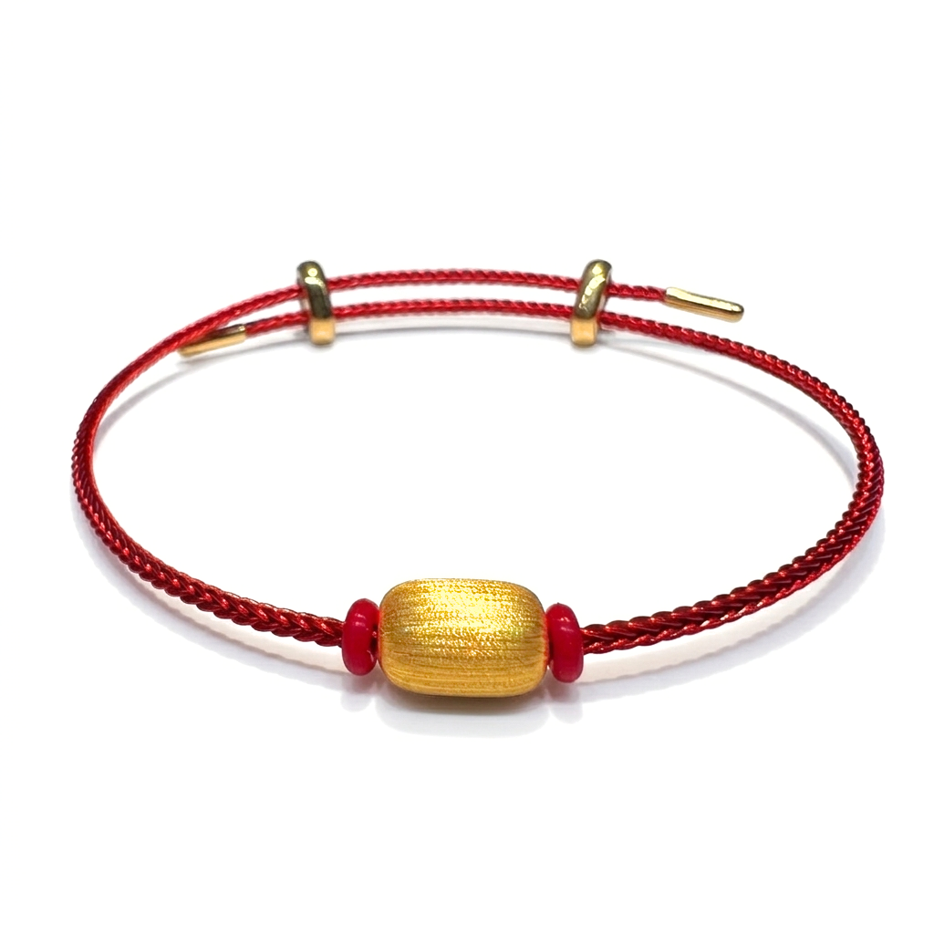 24K Gold Barrel Bead Bracelet