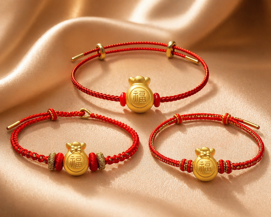 24K Gold Money Bag Charm Bracelet