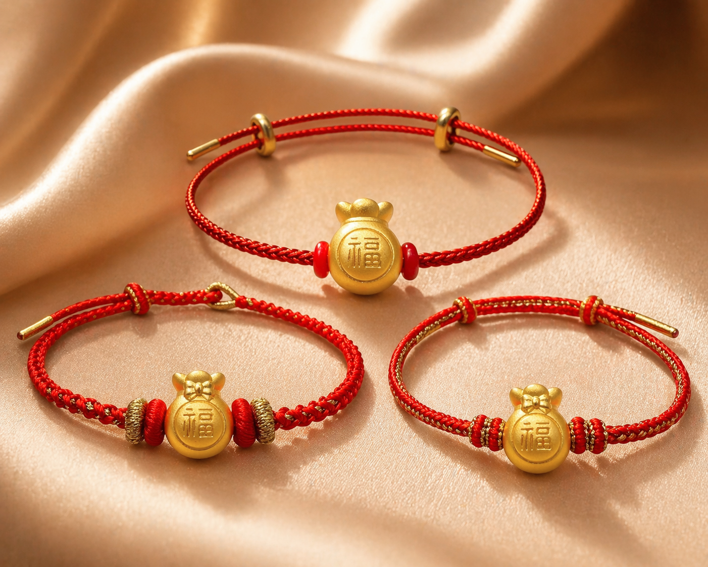 24K Gold Money Bag Charm Bracelet