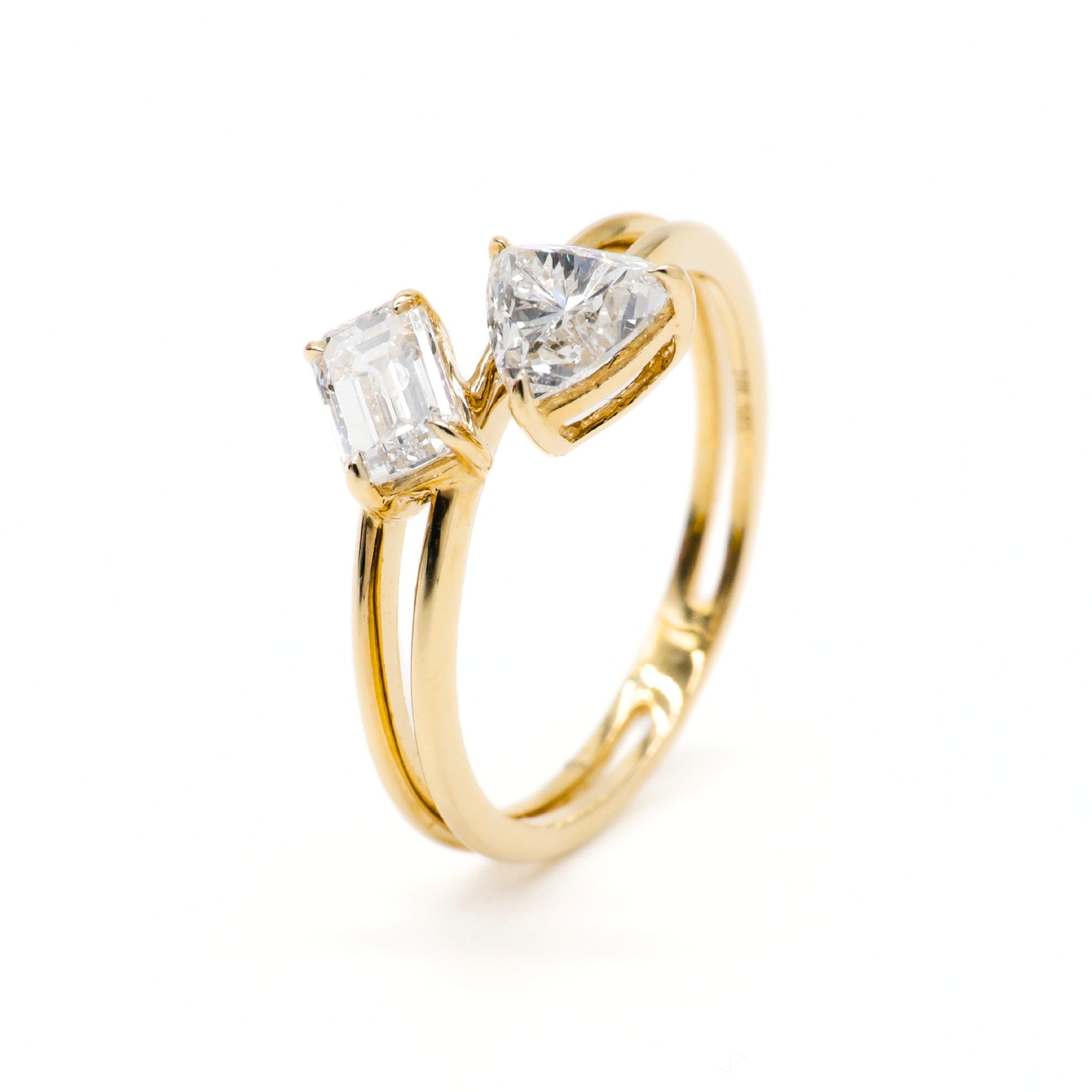Toi et Moi Trillion & Emerald Lab Grown Diamonds Ring