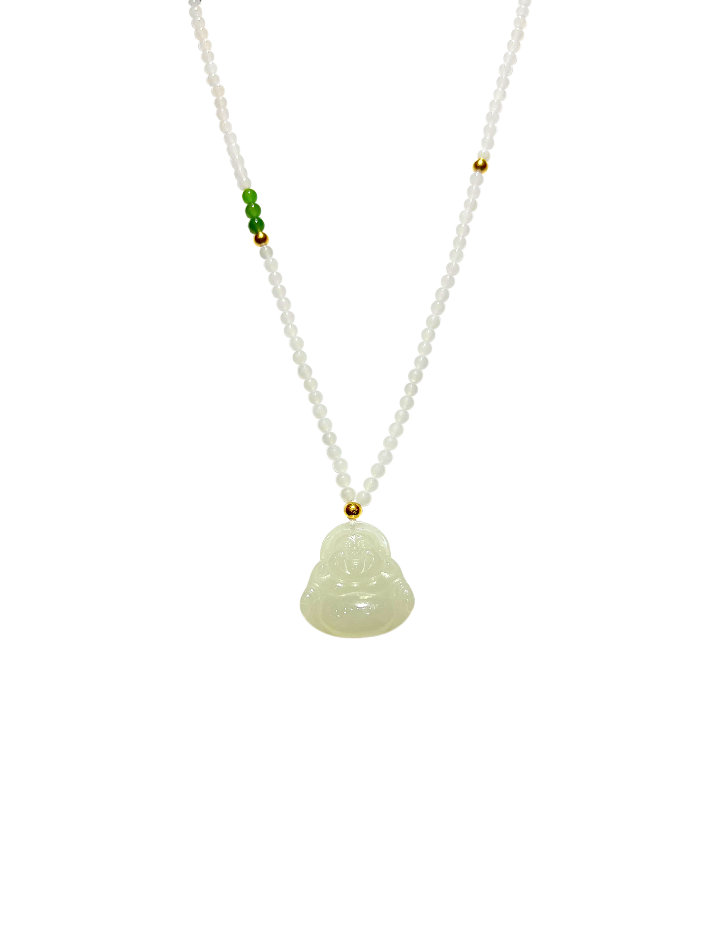 24K Hetian Jade Necklace (Laughing Buddha)