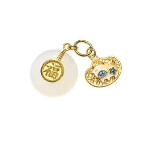 Chinese Zodiac Hetian Jade Gold Charm (Ox)