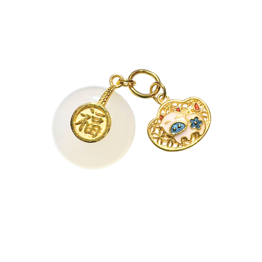 24K Chinese Zodiac Hetian Jade Gold Charm (Ox)