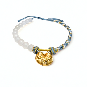 24K Gold Bracelet (Hetian Jade, lucky charm)