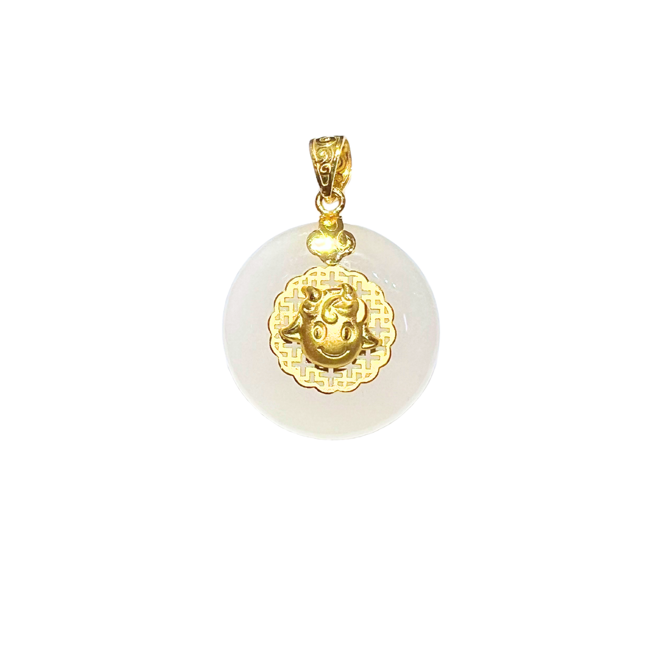 24K Hetian Jade Zodiac Pendant (Goat)