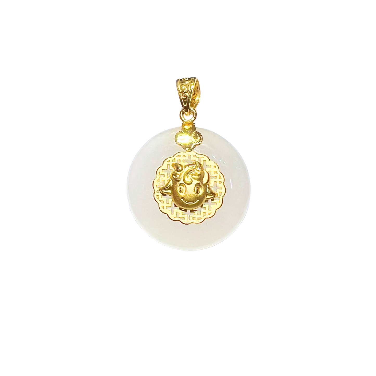 24K Hetian Jade Zodiac Pendant (Goat)