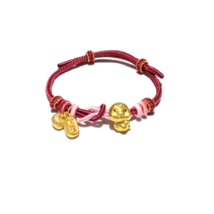 24 Gold Bracelet Chinese Zodiac(Snake, Money bag, Lucky Charm)