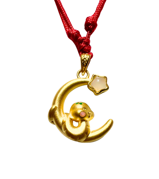 24K Hetian Jade Chinese Zodiac Necklace (Snake)