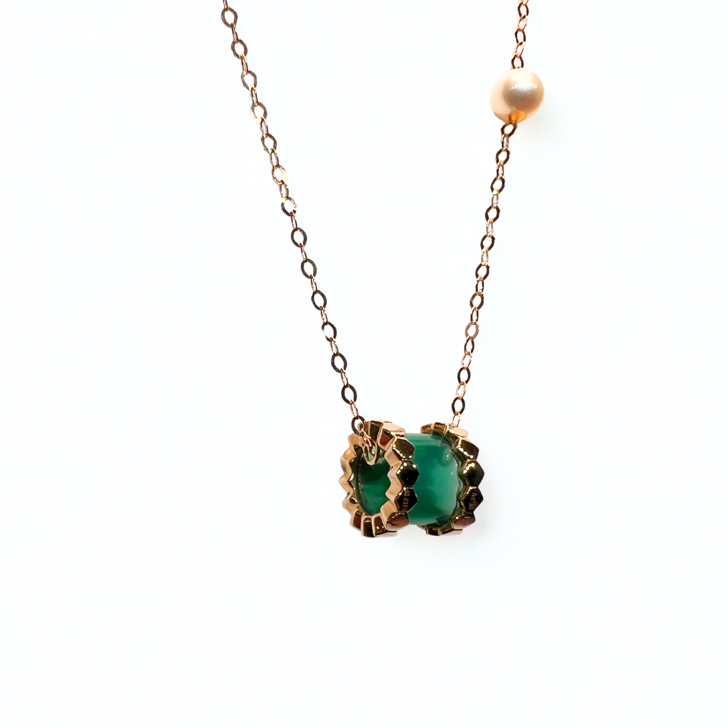 Rose Gold Green Agate Necklace