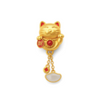 24k Gold Hetian Jade Maneki Neko Charm