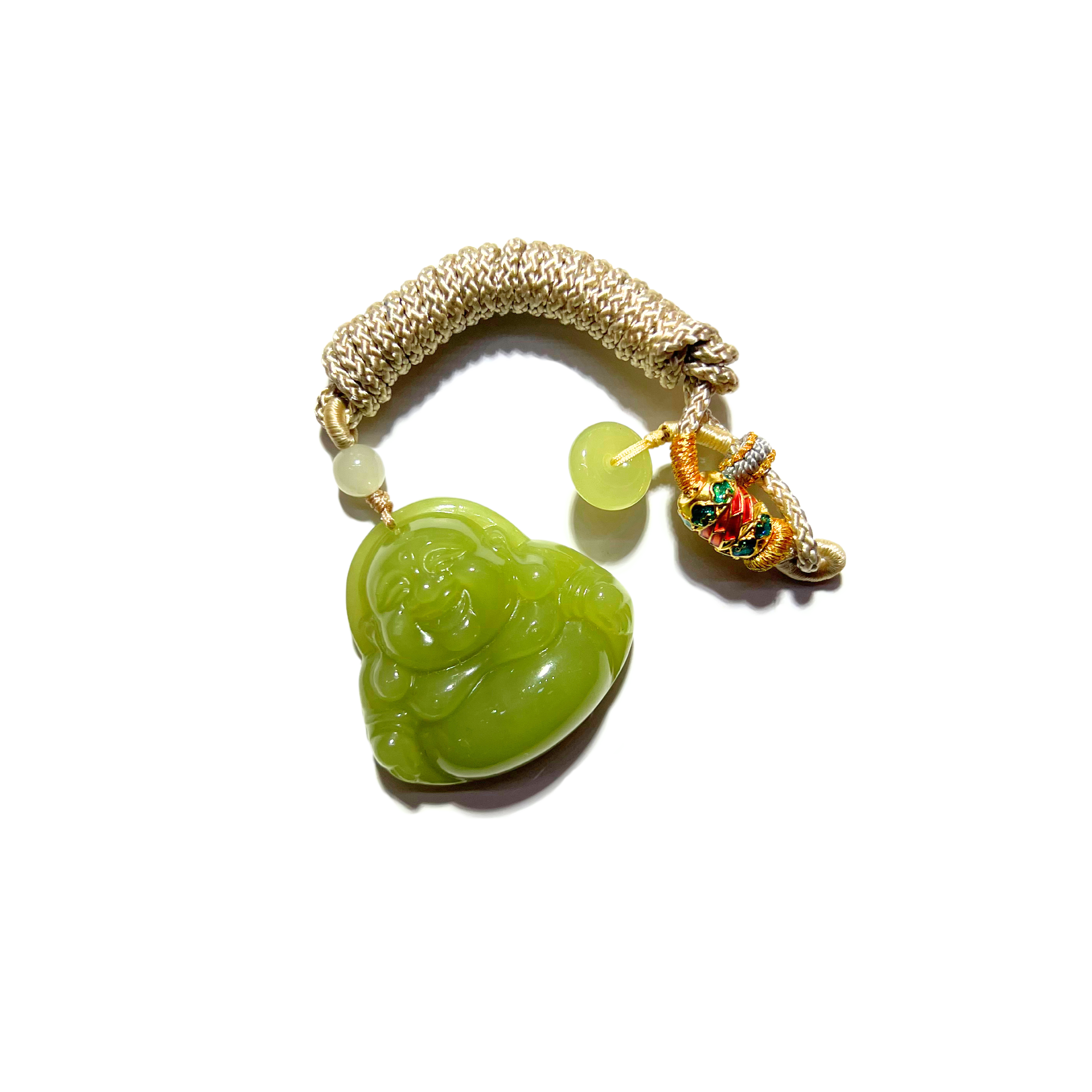 24K Hetian Jade Necklace (Laughing Buddha)