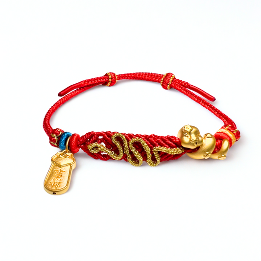 24K Gold Bracelet Chinese Zodiac (Snake, Lucky Charm)